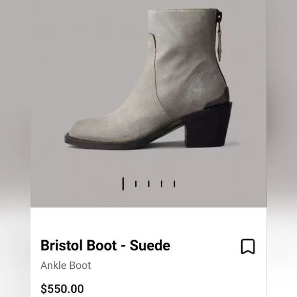 RAG &amp; BONE LIGHT TAUPE SUEDE ANKLE BOOTS CRYSTAL HEEL &amp; ZIPPER