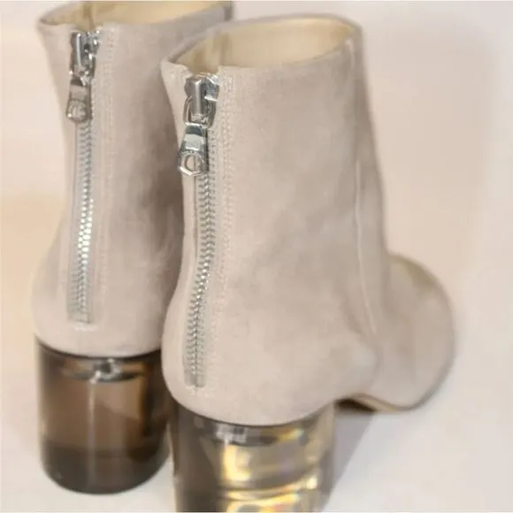 RAG &amp; BONE LIGHT TAUPE SUEDE ANKLE BOOTS CRYSTAL HEEL &amp; ZIPPER