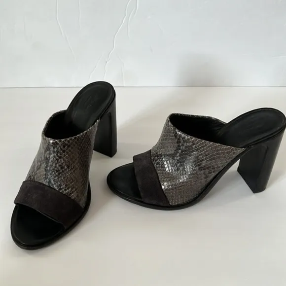 Rag &amp; Bone Python Tristan Suede Snake-embossed Leather Sandals Mules/Sli…