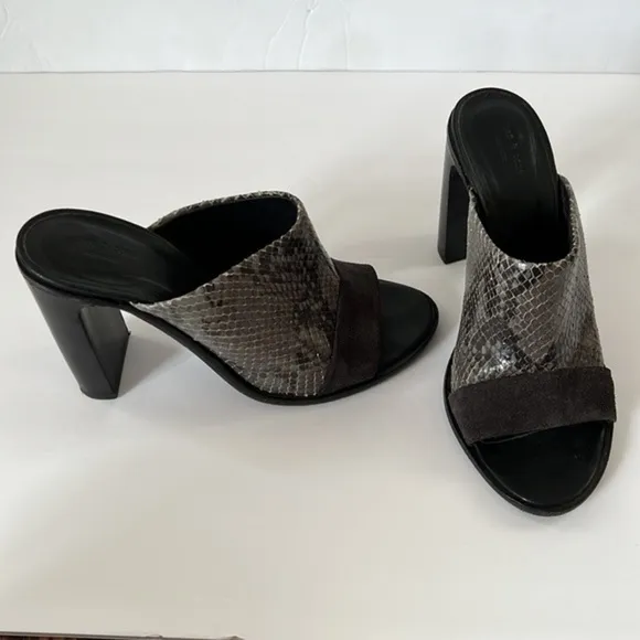 Rag &amp; Bone Python Tristan Suede Snake-embossed Leather Sandals Mules/Sli…