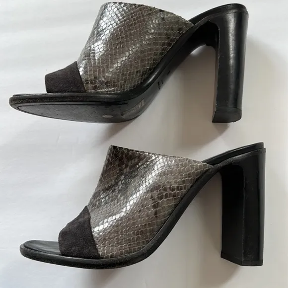 Rag &amp; Bone Python Tristan Suede Snake-embossed Leather Sandals Mules/Sli…