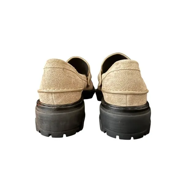 Rag &amp; Bone Suede Shiloh 2.0 Lug Loafer Shoes Women's Lightsand, Size 7.5 NWOB