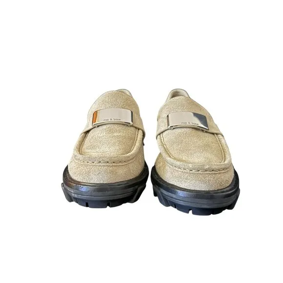 Rag &amp; Bone Suede Shiloh 2.0 Lug Loafer Shoes Women's Lightsand, Size 7.5 NWOB