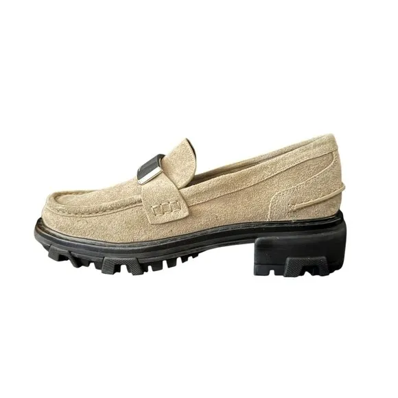 Rag &amp; Bone Suede Shiloh 2.0 Lug Loafer Shoes Women's Lightsand, Size 7.5 NWOB