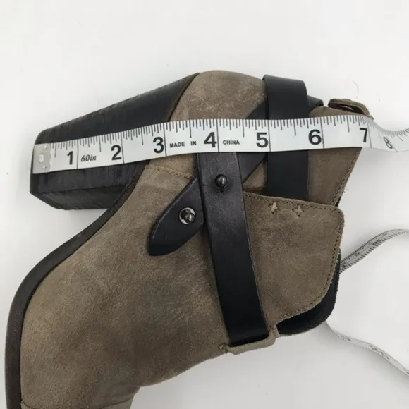 rag &amp; bone Tan Suede with Brown Leather Harrow Heeled Ankle Boots Size 37.5