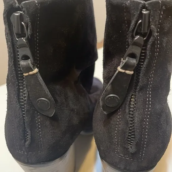 Rag &amp; Bone womens Margot Suede Ankle Boots zip closure Navy blue Black Sz 7.5