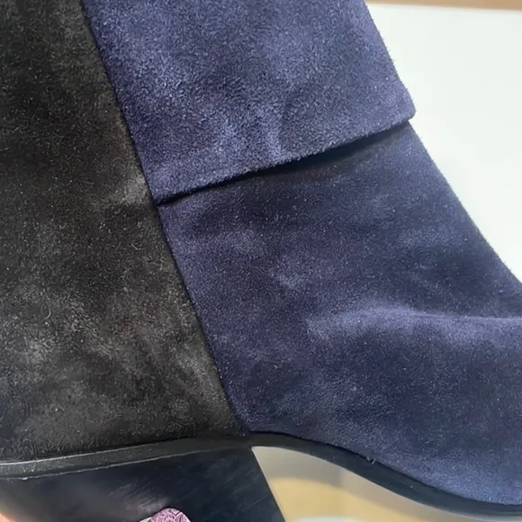 Rag &amp; Bone womens Margot Suede Ankle Boots zip closure Navy blue Black Sz 7.5