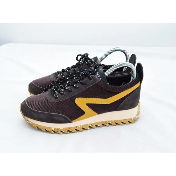 RAG &amp; BONE Women's Retro Runner Brown Yellow Lace Up Sneakers Size 36 US 6 Shoes