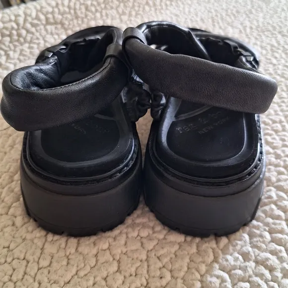 Rag &amp; Bone Women's Shane Slingback Block Heel  Leather Sandals Black EU 40 US 10