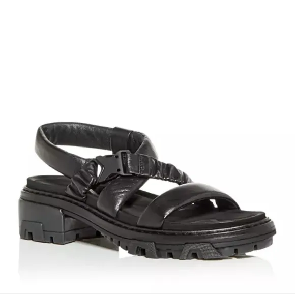 Rag &amp; Bone Women's Shane Slingback Block Heel  Leather Sandals Black EU 40 US 10