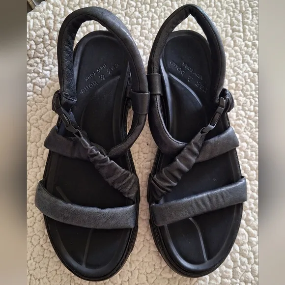 Rag &amp; Bone Women's Shane Slingback Block Heel  Leather Sandals Black EU 40 US 10