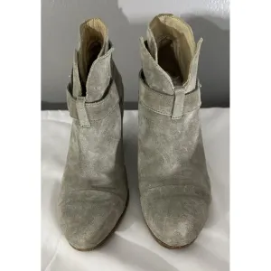 Rag &amp; Bone Womens Sz 38 (US Sz 7.5) Gray Leather Heeled Ankle Boots Suede Bootie