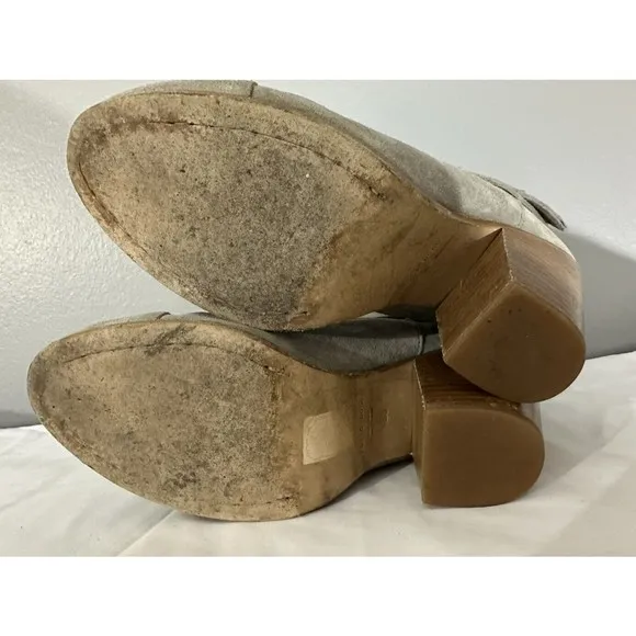 Rag &amp; Bone Womens Sz 38 (US Sz 7.5) Gray Leather Heeled Ankle Boots Suede Bootie