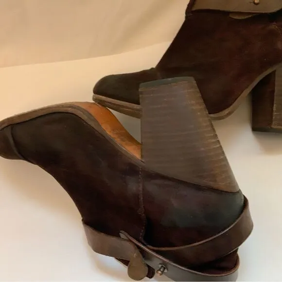 Rag &amp; Bone Harrow Booties 38.5 Burgundy Suede Heels Boots