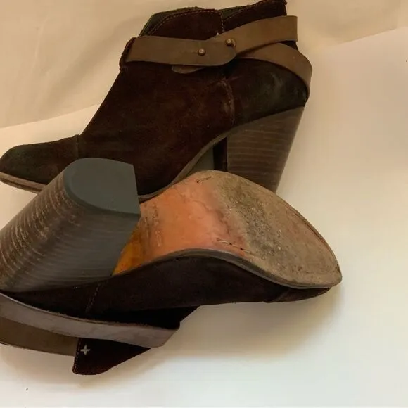 Rag &amp; Bone Harrow Booties 38.5 Burgundy Suede Heels Boots