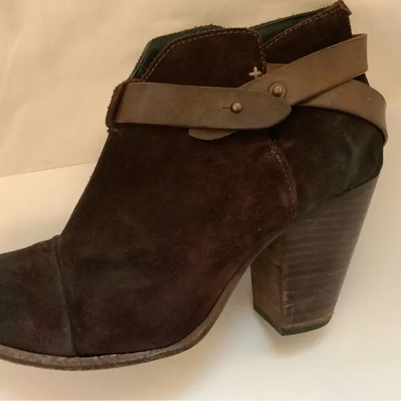 Rag &amp; Bone Harrow Booties 38.5 Burgundy Suede Heels Boots