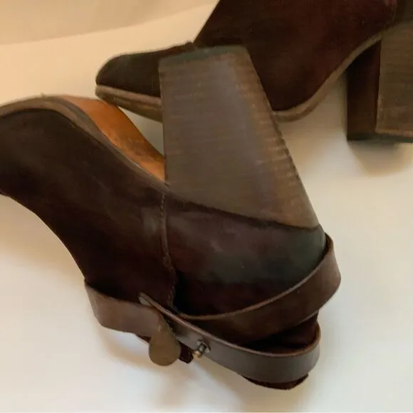 Rag &amp; Bone Harrow Booties 38.5 Burgundy Suede Heels Boots