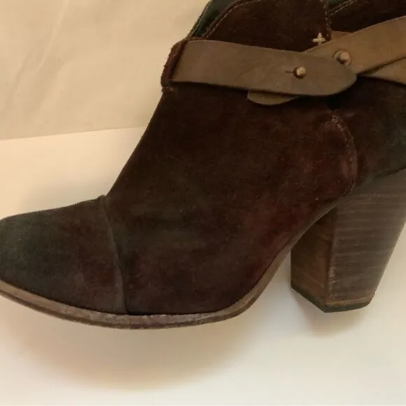 Rag &amp; Bone Harrow Booties 38.5 Burgundy Suede Heels Boots