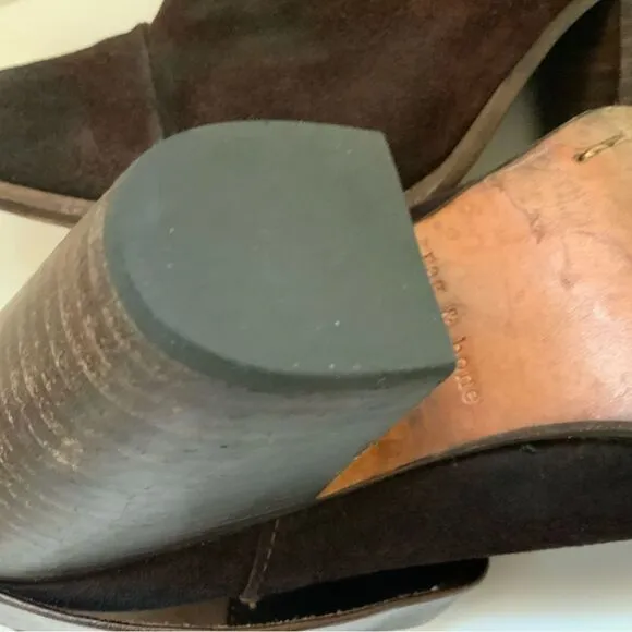 Rag &amp; Bone Harrow Booties 38.5 Burgundy Suede Heels Boots