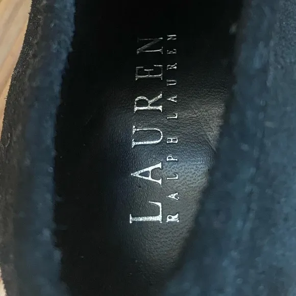 Ralph Lauren Lace Up Suede High Heeled Black Boots size 8
