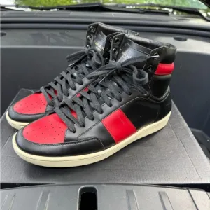 Ralph Lauren Men's Black and Red High-Top Sneakers