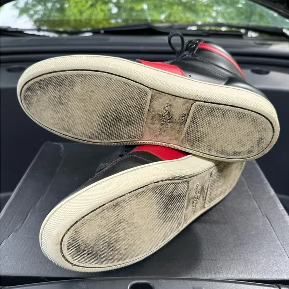 Ralph Lauren Men's Black and Red High-Top Sneakers