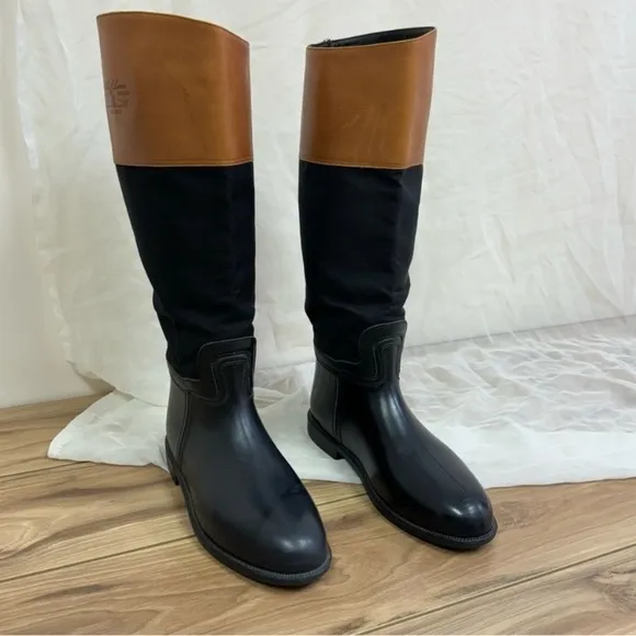 Ralph Lauren Purple label Collection Rubber and Leather Rain Boot 9.5﻿﻿﻿﻿﻿﻿