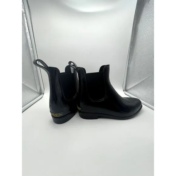 Ralph Lauren Tally Bo Rai Black Rubber Ankle Rain Booties Boots Shoes 15502 7B