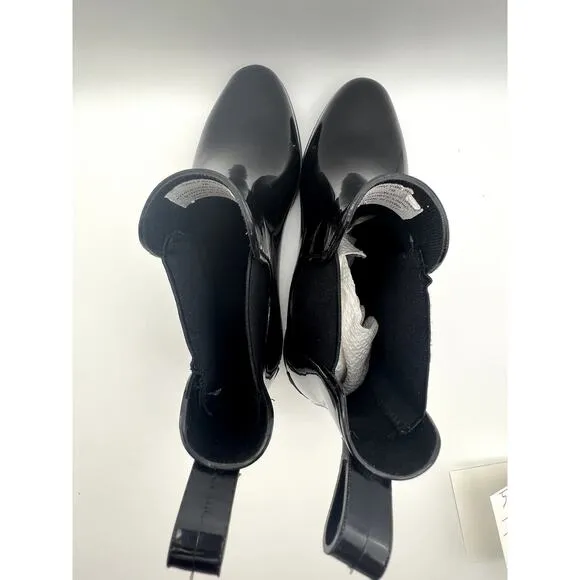 Ralph Lauren Tally Bo Rai Black Rubber Ankle Rain Booties Boots Shoes 15502 7B