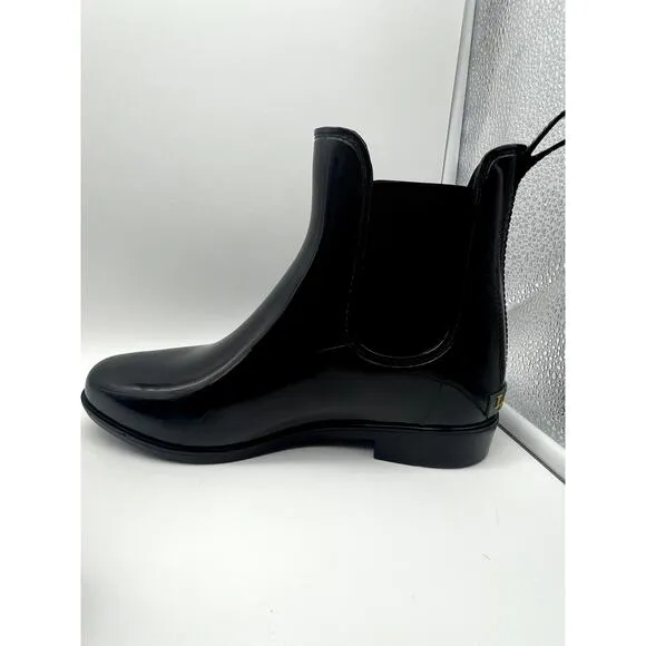 Ralph Lauren Tally Bo Rai Black Rubber Ankle Rain Booties Boots Shoes 15502 7B