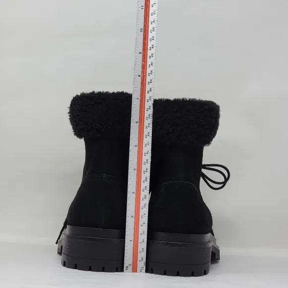 Ralph Lauren Women's Black Suede Shearling Lined Carlee Boots Size 7 New