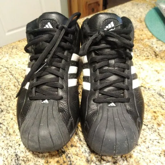 RARE 2003 Adidas Core Black Mens US 9.5 Retro Basketball Sneakers Lace Up 041487