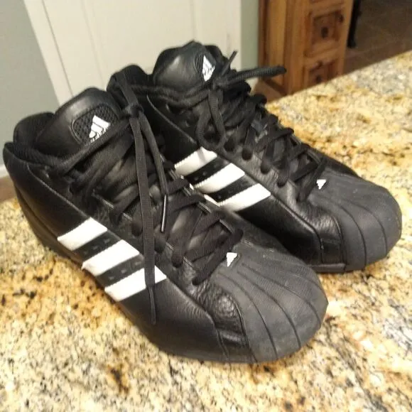 RARE 2003 Adidas Core Black Mens US 9.5 Retro Basketball Sneakers Lace Up 041487