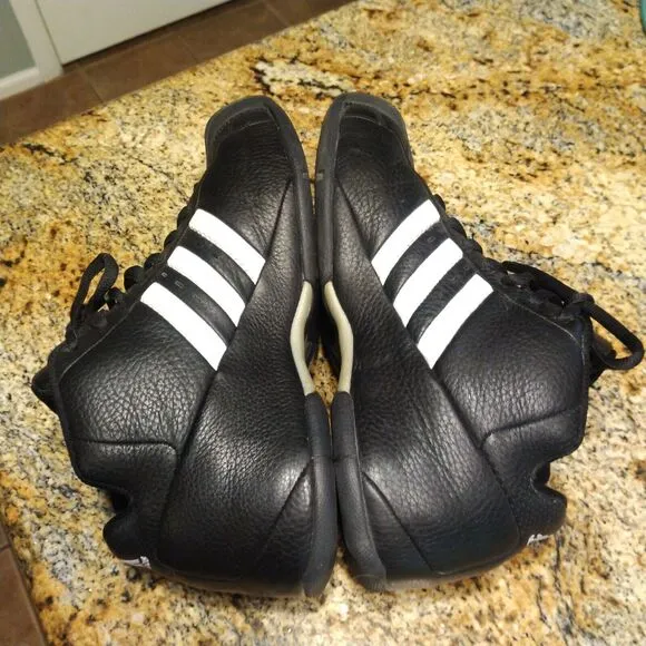 RARE 2003 Adidas Core Black Mens US 9.5 Retro Basketball Sneakers Lace Up 041487