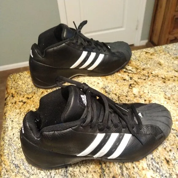 RARE 2003 Adidas Core Black Mens US 9.5 Retro Basketball Sneakers Lace Up 041487