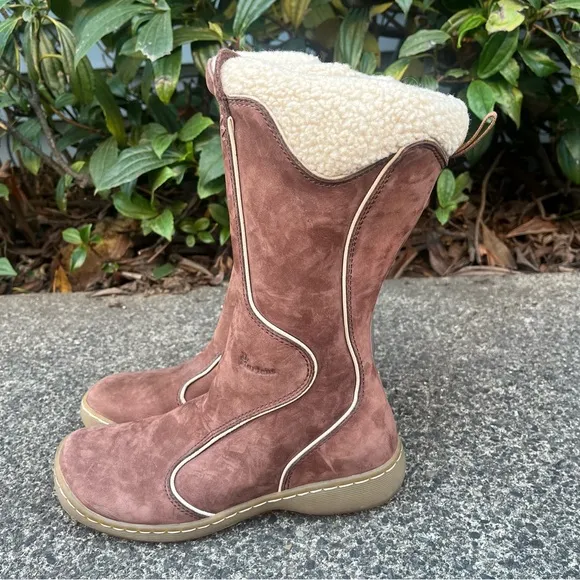 RARE Dr. Martens SAMPLE 2005 Brown Suede Sherpa Lined Boots