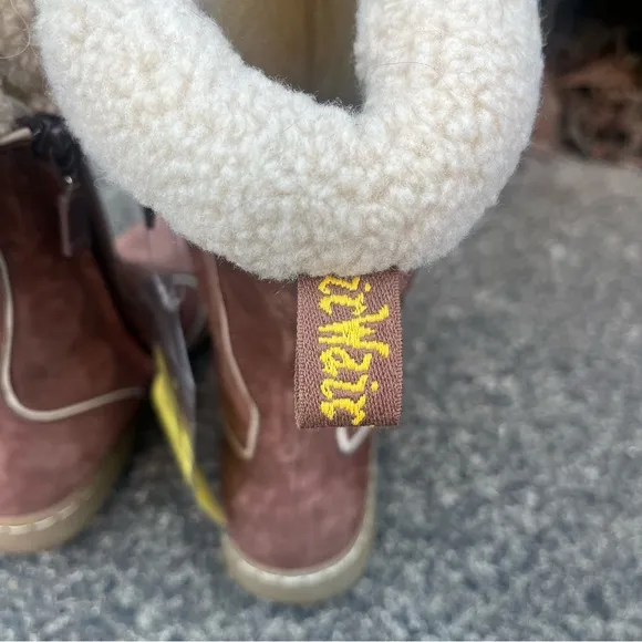 RARE Dr. Martens SAMPLE 2005 Brown Suede Sherpa Lined Boots