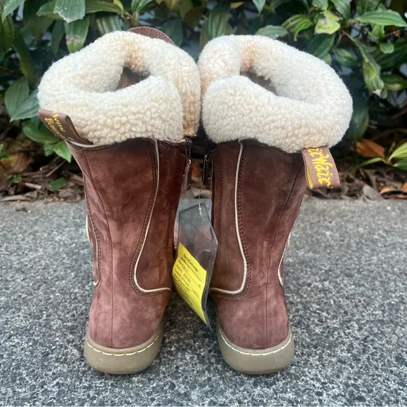 RARE Dr. Martens SAMPLE 2005 Brown Suede Sherpa Lined Boots