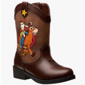 RARE Josmo Disney Pixar Toy Story Woody &amp; Bullseye Sturdy Brown Cowboy Boots NEW