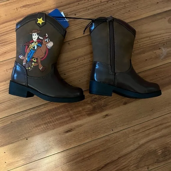 RARE Josmo Disney Pixar Toy Story Woody &amp; Bullseye Sturdy Brown Cowboy Boots NEW