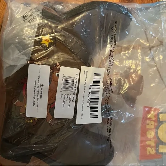 RARE Josmo Disney Pixar Toy Story Woody &amp; Bullseye Sturdy Brown Cowboy Boots NEW