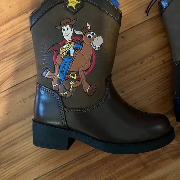 RARE Josmo Disney Pixar Toy Story Woody &amp; Bullseye Sturdy Brown Cowboy Boots NEW