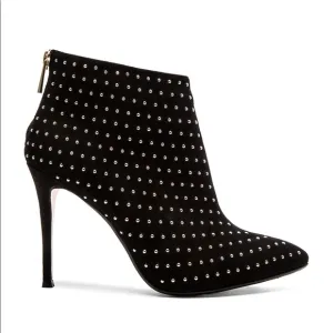 💄RAYE Tori Booties Black studded boots. size 38 7.5 Crystal Diamond Studs Suede