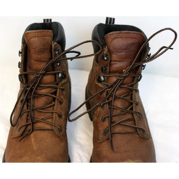 Red Wing Work Boots Mens 11 Leather Steel Toe ANSI Brown Rubber Sole 2226 Laces