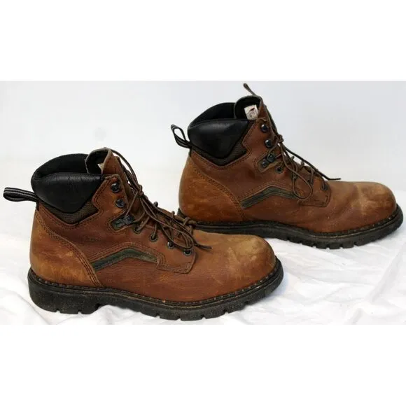 Red Wing Work Boots Mens 11 Leather Steel Toe ANSI Brown Rubber Sole 2226 Laces