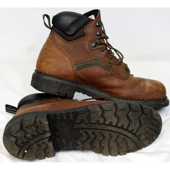 Red Wing Work Boots Mens 11 Leather Steel Toe ANSI Brown Rubber Sole 2226 Laces