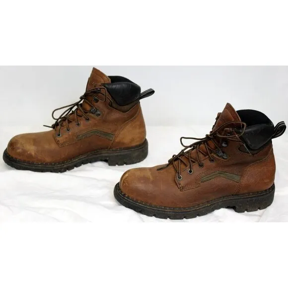 Red Wing Work Boots Mens 11 Leather Steel Toe ANSI Brown Rubber Sole 2226 Laces