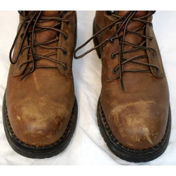 Red Wing Work Boots Mens 11 Leather Steel Toe ANSI Brown Rubber Sole 2226 Laces