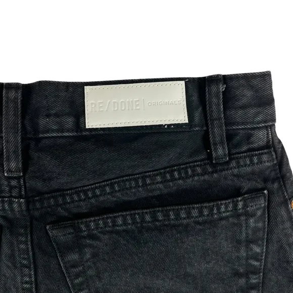 Re/Done‎ Jeans Denium Black High Rise Button Womens Black Shorts Size 26