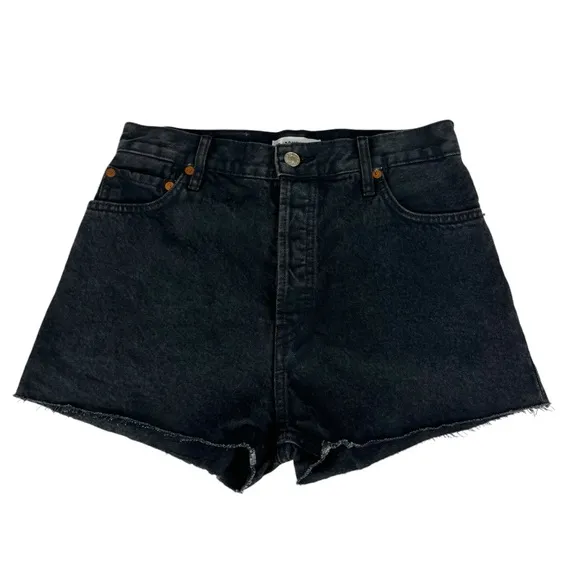 Re/Done‎ Jeans Denium Black High Rise Button Womens Black Shorts Size 26